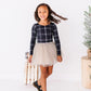 Black Plaid | CROPPED Bow Back Long Sleeve Top