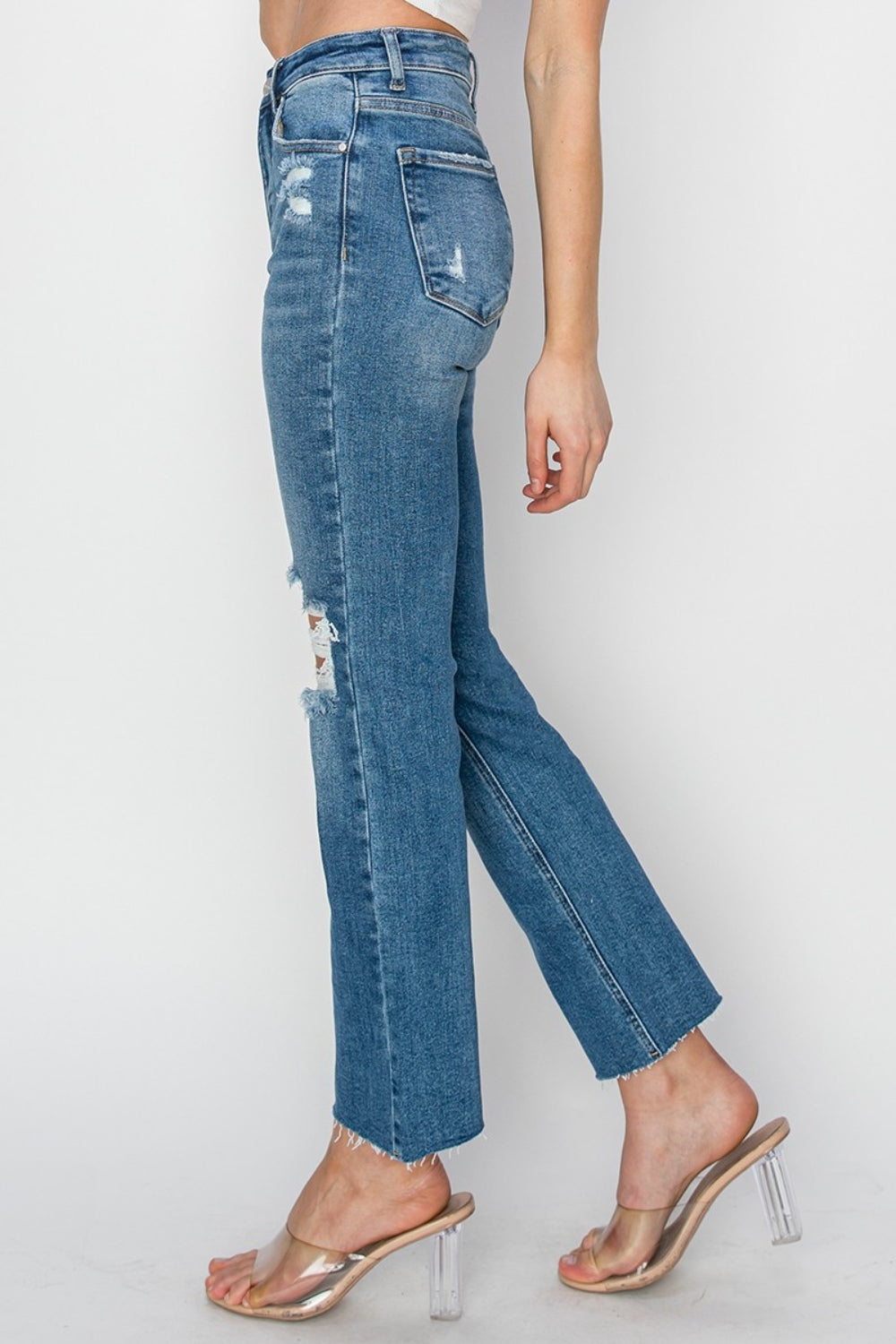 RISEN Agnes High Rise Distressed Ankle Jeans