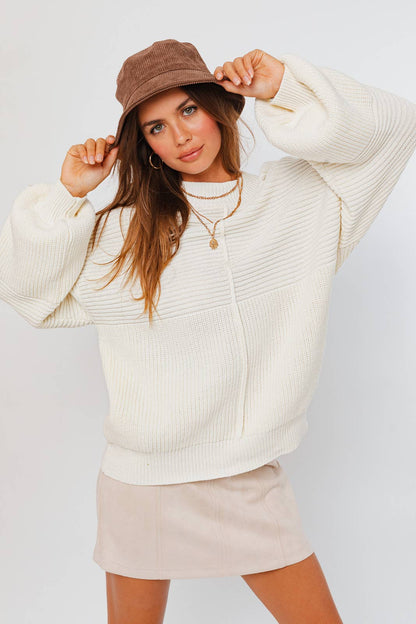 Vanilla Chai Ribbed Knitted Sweater