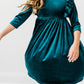 Teal Velvet Ruffle Twirl Dress