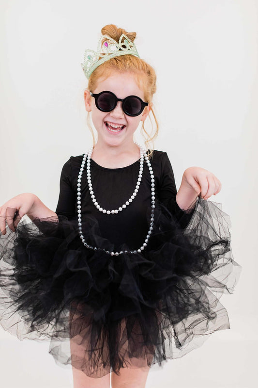 Black 3/4 Sleeve Tutu Leotard