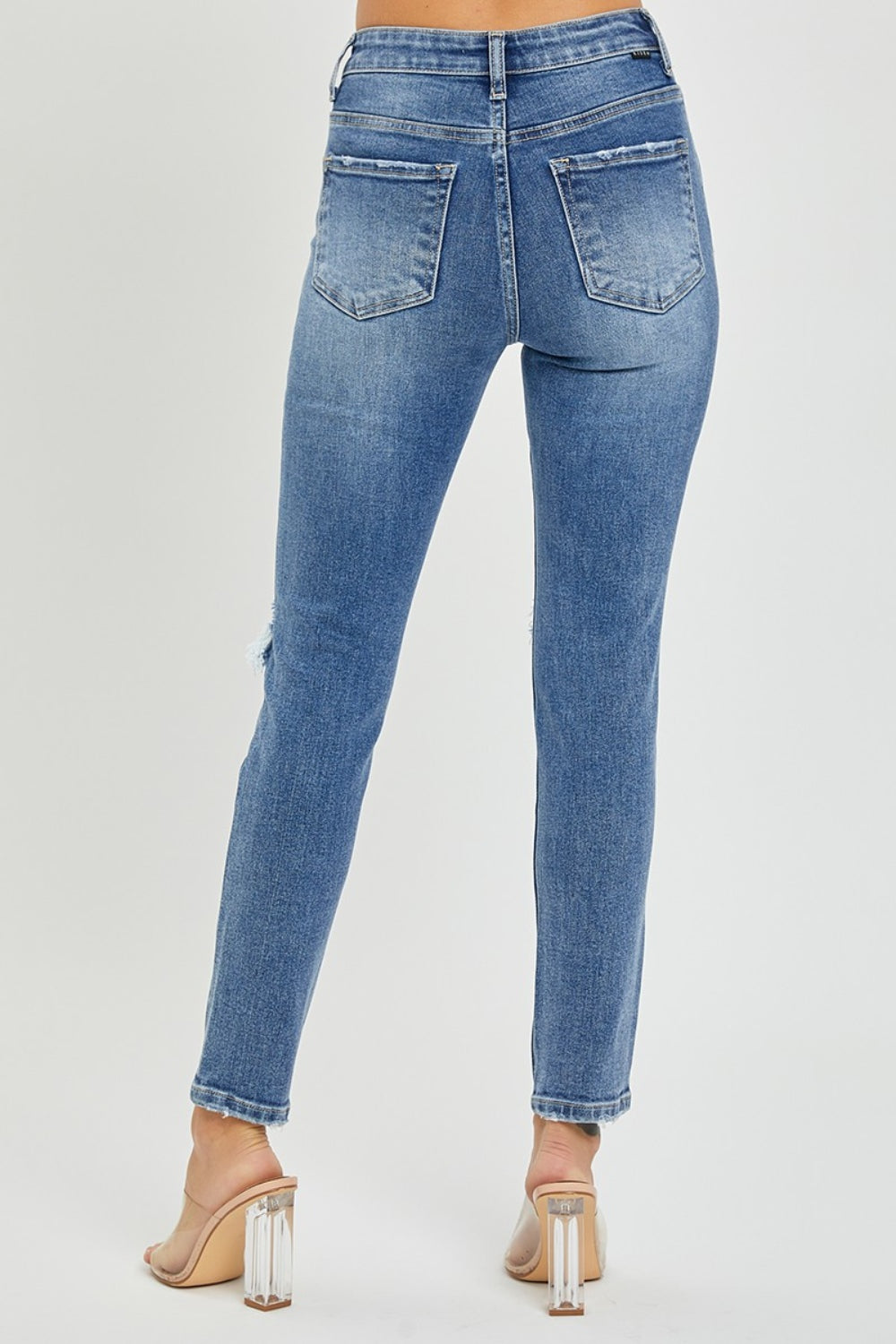 Risen Elise High Rise Knee Distressed Skinny Jeans