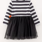 Fall Halloween Ghost Baby Girls Tutu Skirt Long Sleeve Stripe Dress