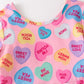 Toddler Girls Valentine Dress – Colorful Candy Heart Print Outfit