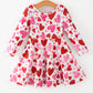 Toddler Girls Valentine Cute Pink Red Heart Print Dress