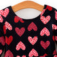 Girls Valentine's Day Black Dress With Leopard Heart Print