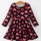 Girls Valentine's Day Black Dress With Leopard Heart Print