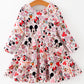 Valentine's Day Girls Balloon Fireworks Character Print Long Sleeve Dress