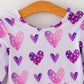 Girls Valentine's Day Cute Purple Heart Polka Dot Dress