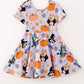 Fall Halloween Cartoon Girls Pumpkin Print Milk Silk Dress