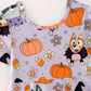 Fall Halloween Cartoon Girls Pumpkin Print Milk Silk Dress