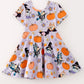 Fall Halloween Cartoon Girls Pumpkin Print Milk Silk Dress