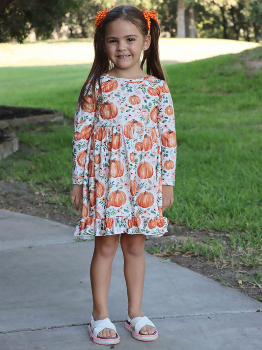 Country Pumpkin Long Sleeve Dress