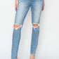 Risen Clara High Rise Knee Distressed Skinny Jeans