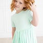 Pastel Green Short Sleeve Pocket Twirl Dress