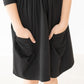 Black 3/4 Sleeve Pocket Twirl Dress