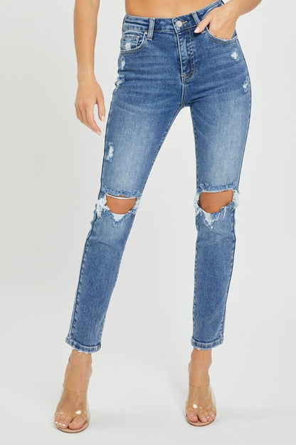 Risen Elise High Rise Knee Distressed Skinny Jeans