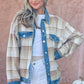 Hayride Washed Denim Detail Brushed Plaid Jacket