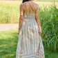 Come Sail Away Neutral Striped Maxi Dress