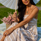 Come Sail Away Neutral Striped Maxi Dress