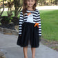 Fall Halloween Ghost Baby Girls Tutu Skirt Long Sleeve Stripe Dress