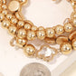 Heart of Gold Metallic Ball Beaded Bracelet Stack