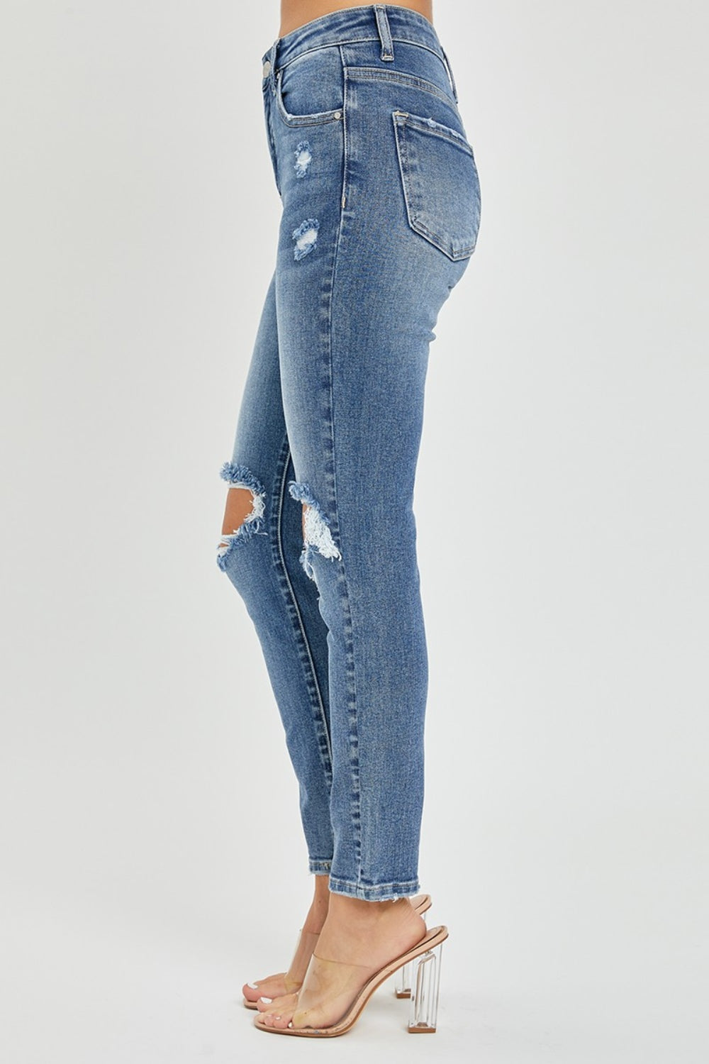 Risen Elise High Rise Knee Distressed Skinny Jeans