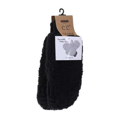 C.C Fuzzy Lined Sherpa Convertible Mittens