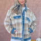 Hayride Washed Denim Detail Brushed Plaid Jacket