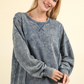 Laina Mineral Washed French Terry Sweatshirt- Denim (Size Small)