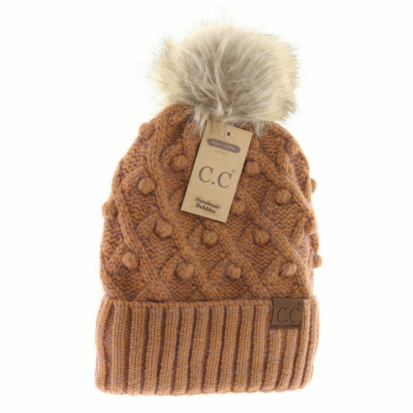 C.C. Bobble Knit Fur Pom Beanie- 10 Colors