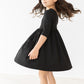 Black 3/4 Sleeve Pocket Twirl Dress
