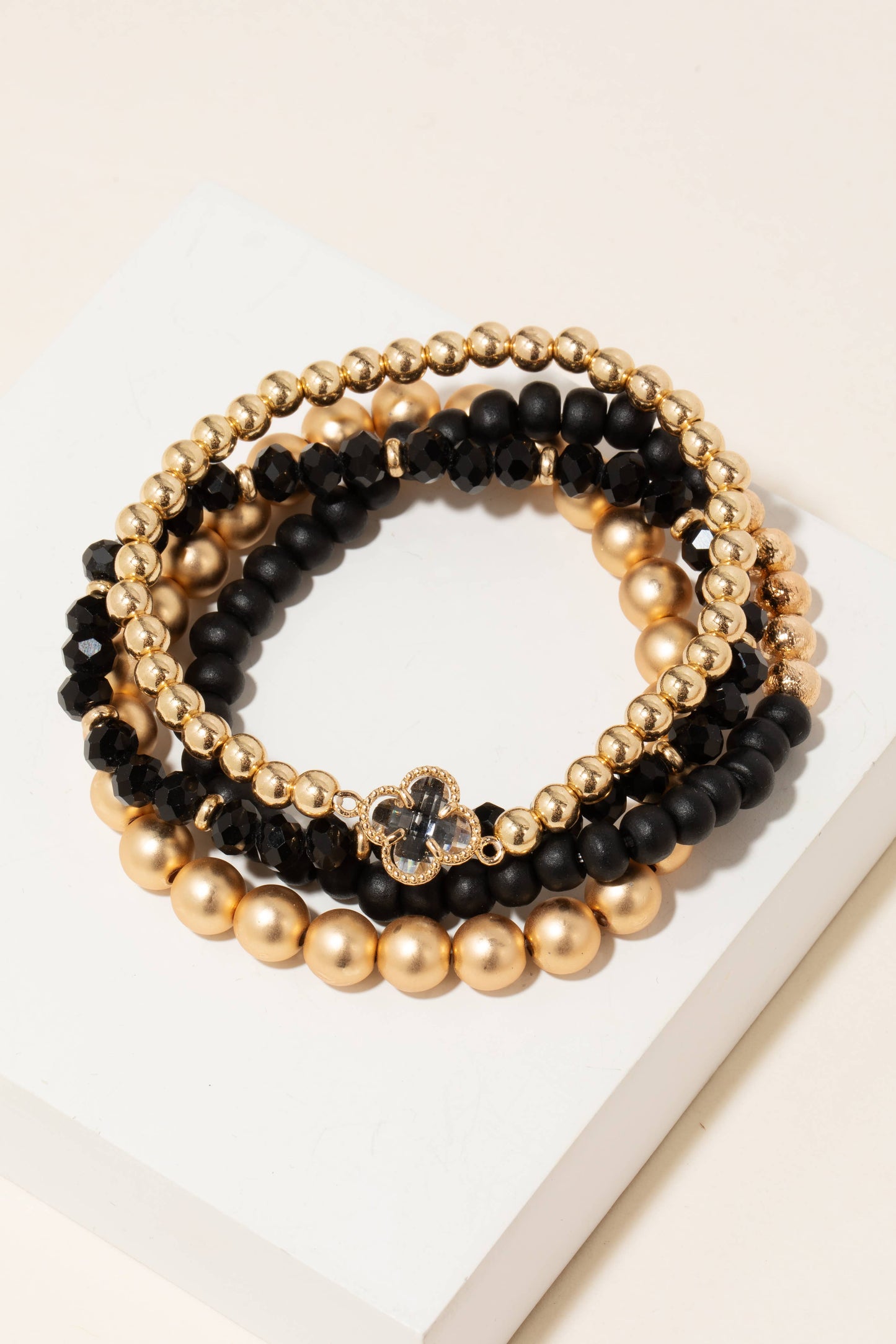 Black Magic Beaded Bracelet Stack