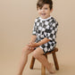 Organic Cotton Black & White Checkered Shorts Set