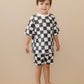 Organic Cotton Black & White Checkered Shorts Set