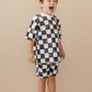 Organic Cotton Black & White Checkered Shorts Set