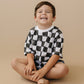 Organic Cotton Black & White Checkered Shorts Set