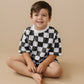 Organic Cotton Black & White Checkered Shorts Set