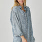 RISEN Evelyn Distressed Raw Hem Denim Shirt