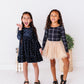 Black Plaid | CROPPED Bow Back Long Sleeve Top