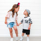 Black Checkered Pocket Toddler & Kids T Shirt