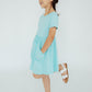 Aqua Short Sleeve Pocket Twirl Dress