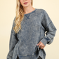 Laina Mineral Washed French Terry Sweatshirt- Denim (Size Small)