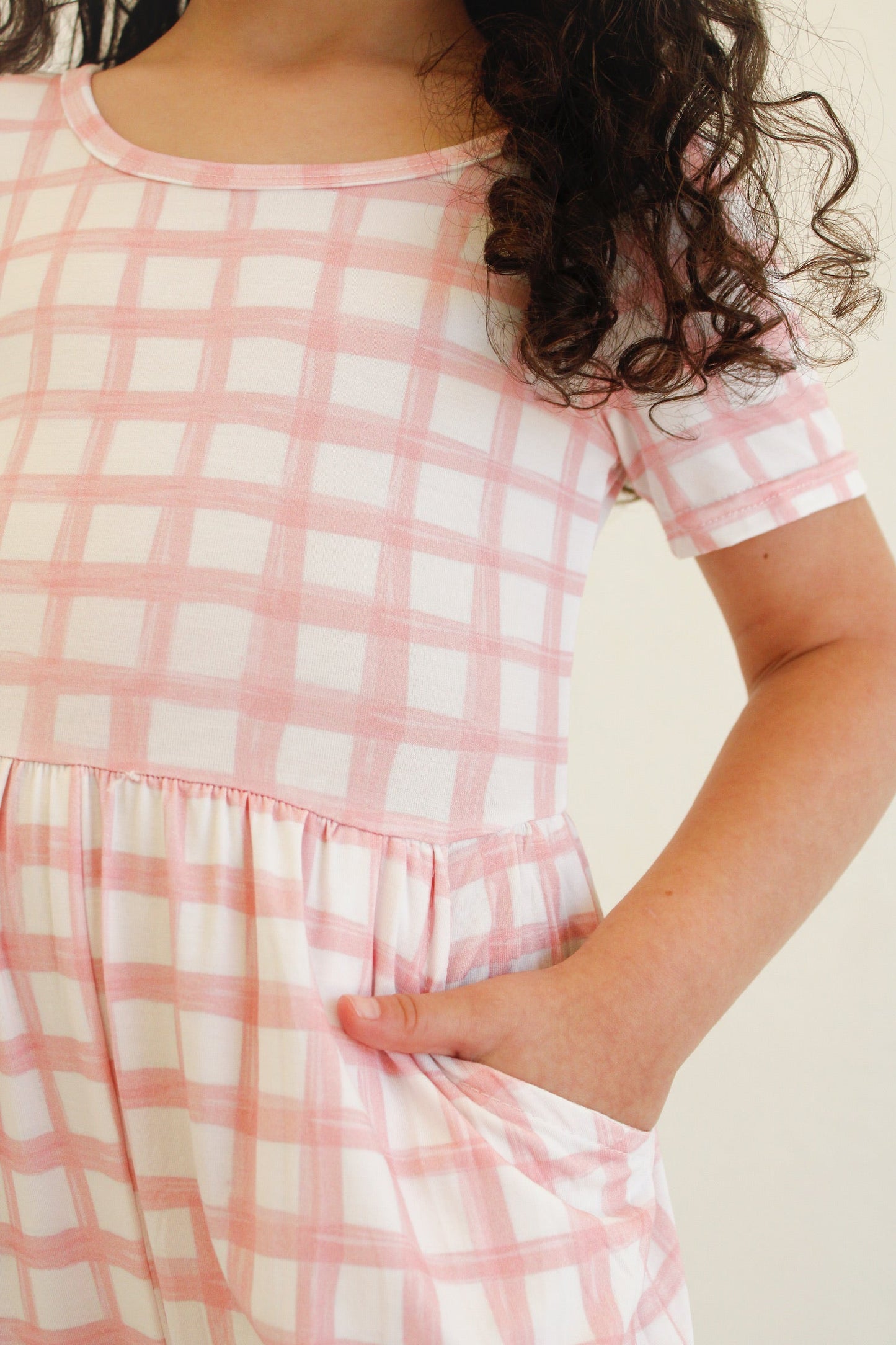 Falling for Luxe- Bubblegum Check Romper