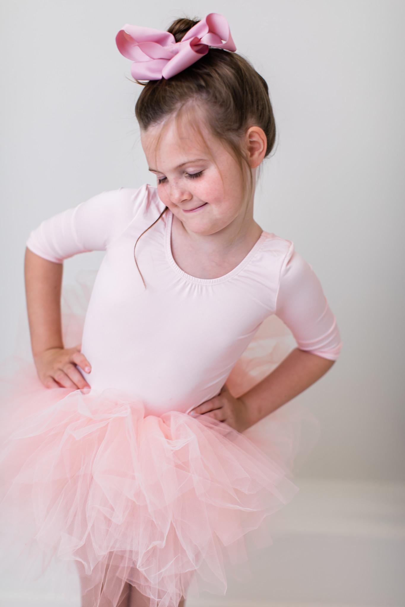 Ballet Pink 3/4 Sleeve Tutu Leotard