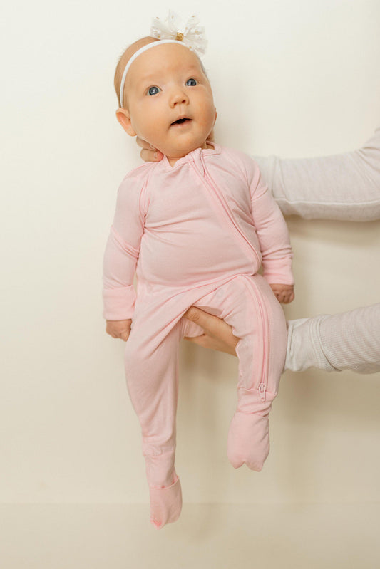 Baby Pink Bamboo Convertible Jumpsuit (0-3 Months)