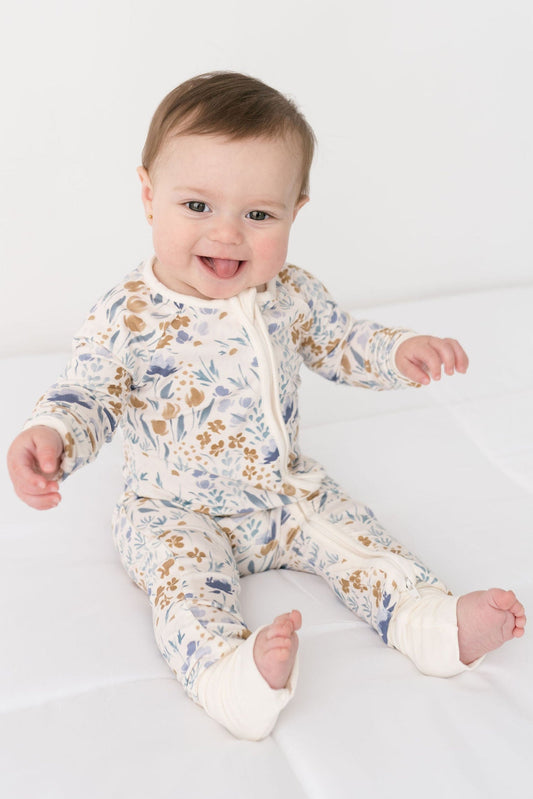 Fall Floral Baby Bamboo Pajamas- Multiple Style Options
