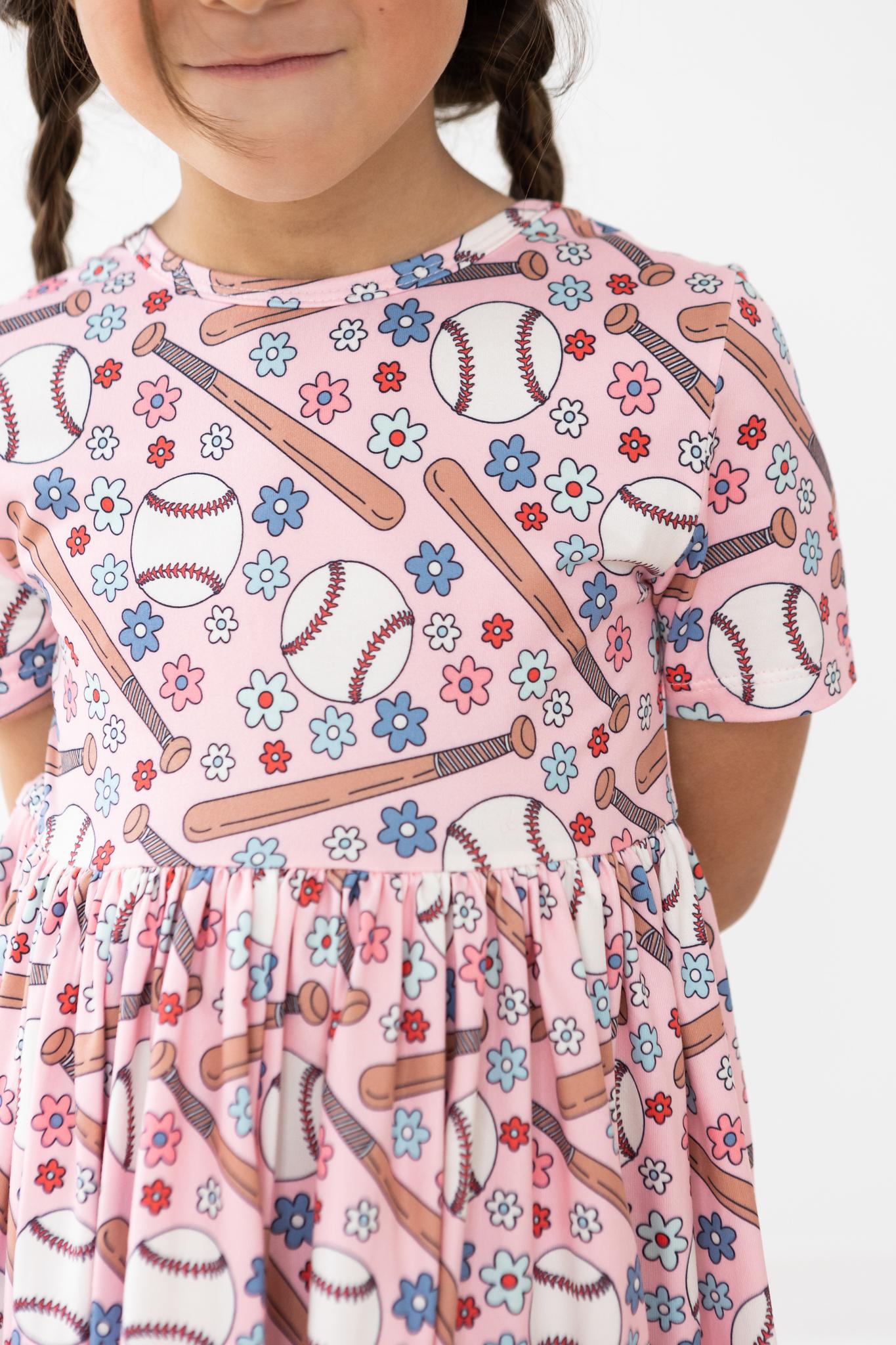 Batter Up Short Sleeve Pocket Twirl Dress