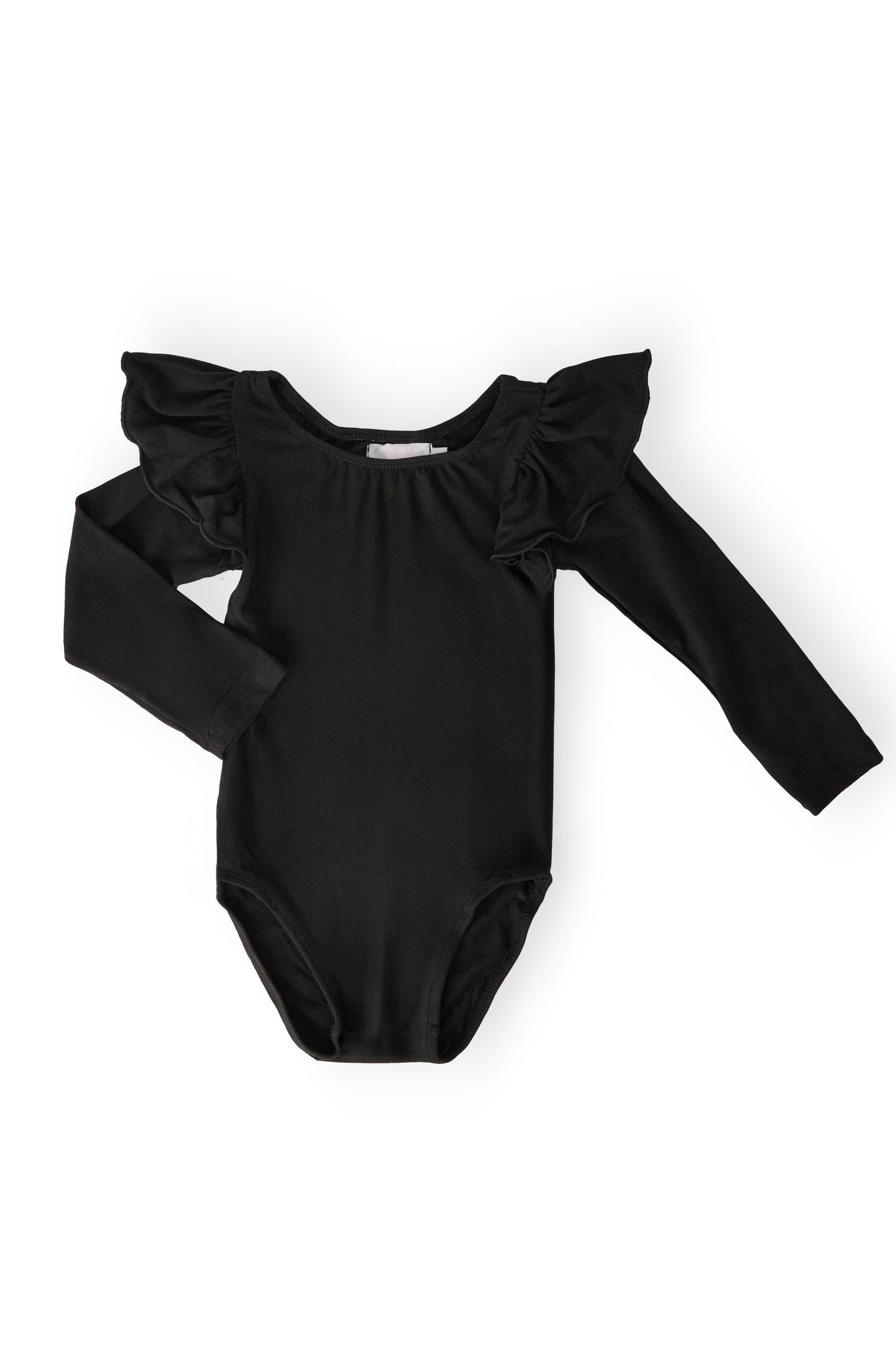Black Long Sleeve Flutter Sleeve Leotard