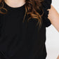 Black Short Sleeve Ruffle Tee